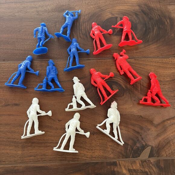 Vintage Tim Mee Plastic Firemen Red, White & Blue Lot of 14 - Picture 6 of 7